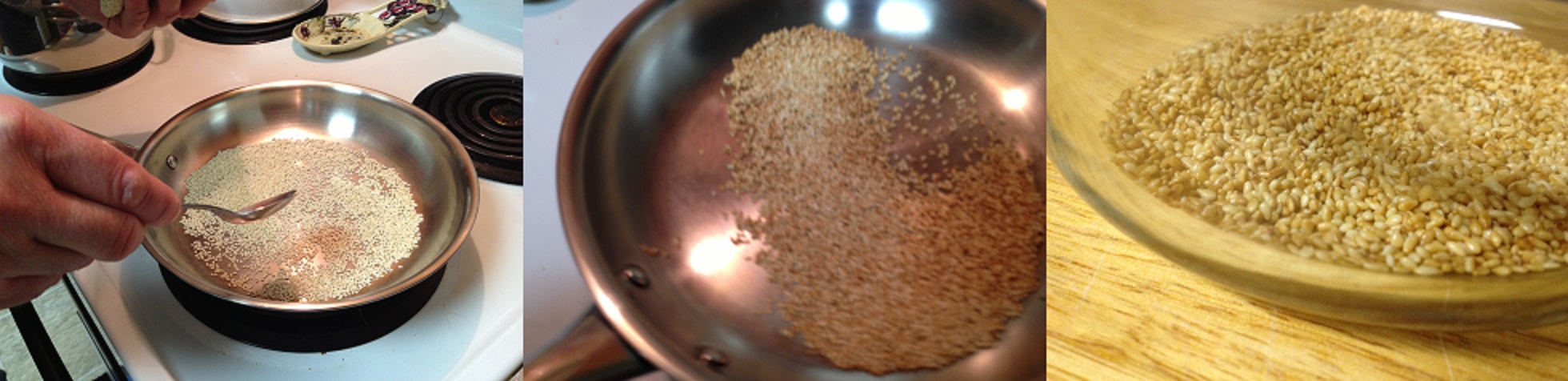 preparing to toast seasame seeds in a warm pan.JPG