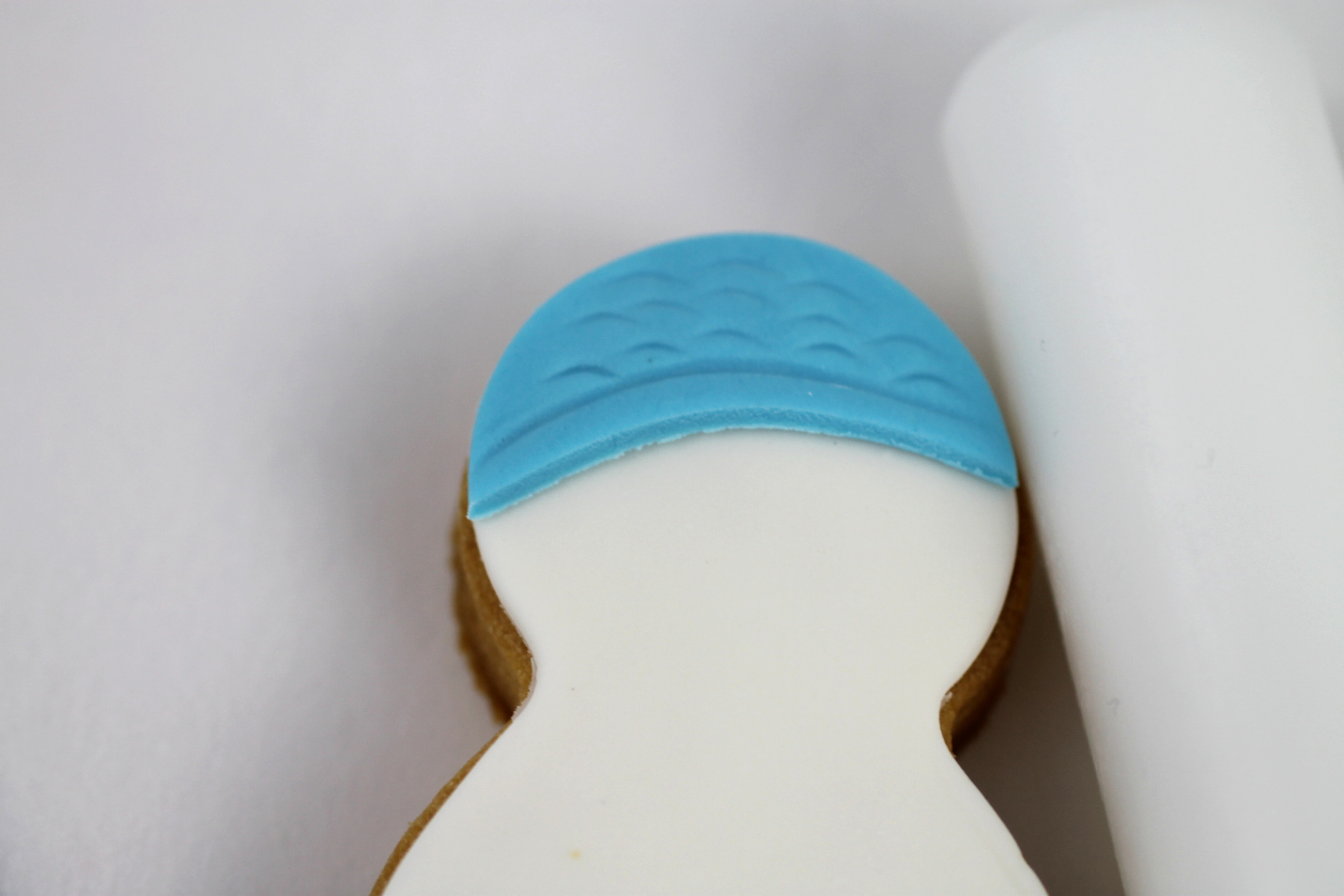 put the beanie on and mark the decorations snowman cookie.jpg