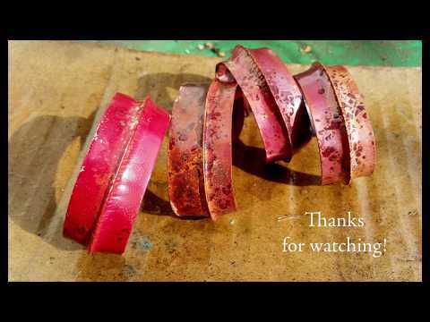 red heat patina on foldformed copper bracelet