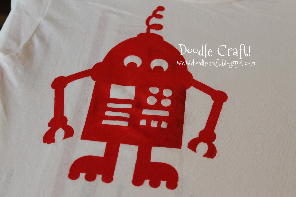 red robot freezer paper stencil silhouette shirt tee.jpg