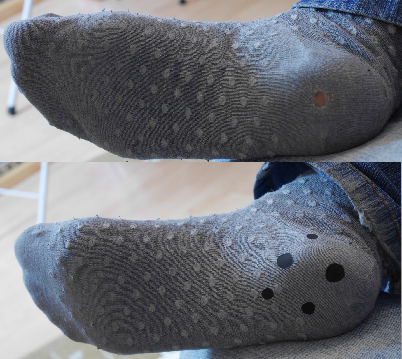 sock repair fix grey socks sun.jpg