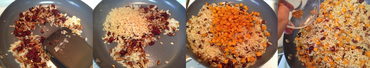 step by step to mix ingredients for Sweet Potato Pilaf with Cranberries and Pecans.jpg