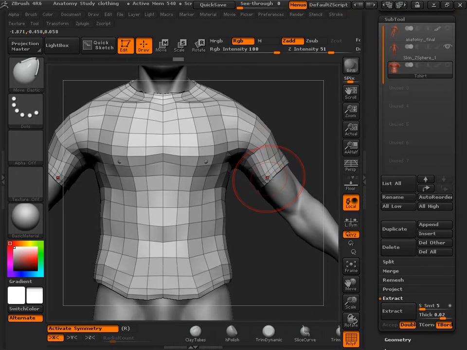 zBrush tutorial: Mesh extraction and zRemesher.