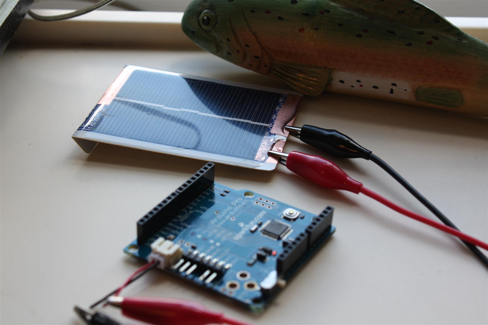 Solar Powered Arduino on the Back of a Playing Card