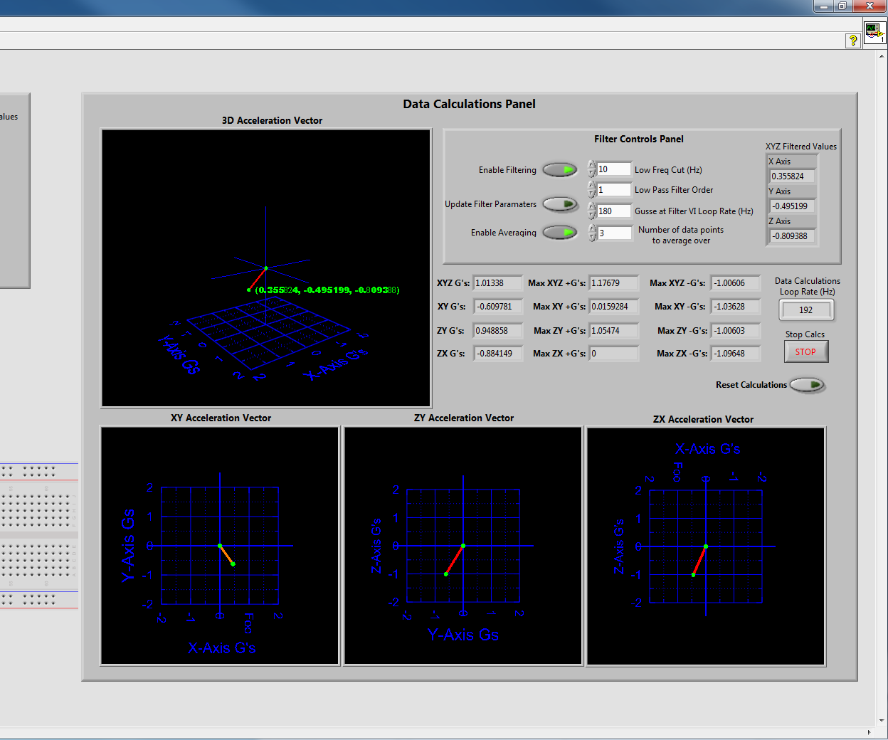 Plotting 2d and 3d G-force Vectors in LabVIEW