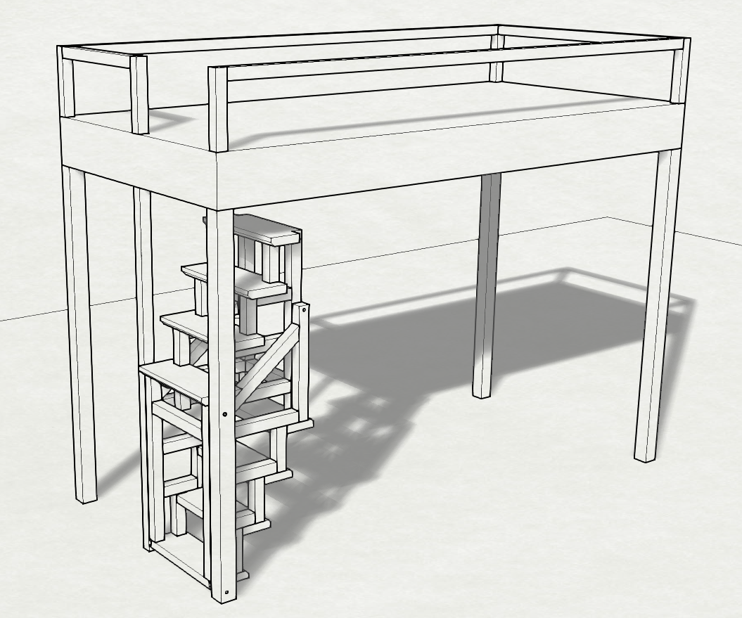 Loft-bed Foldable Wood Stair