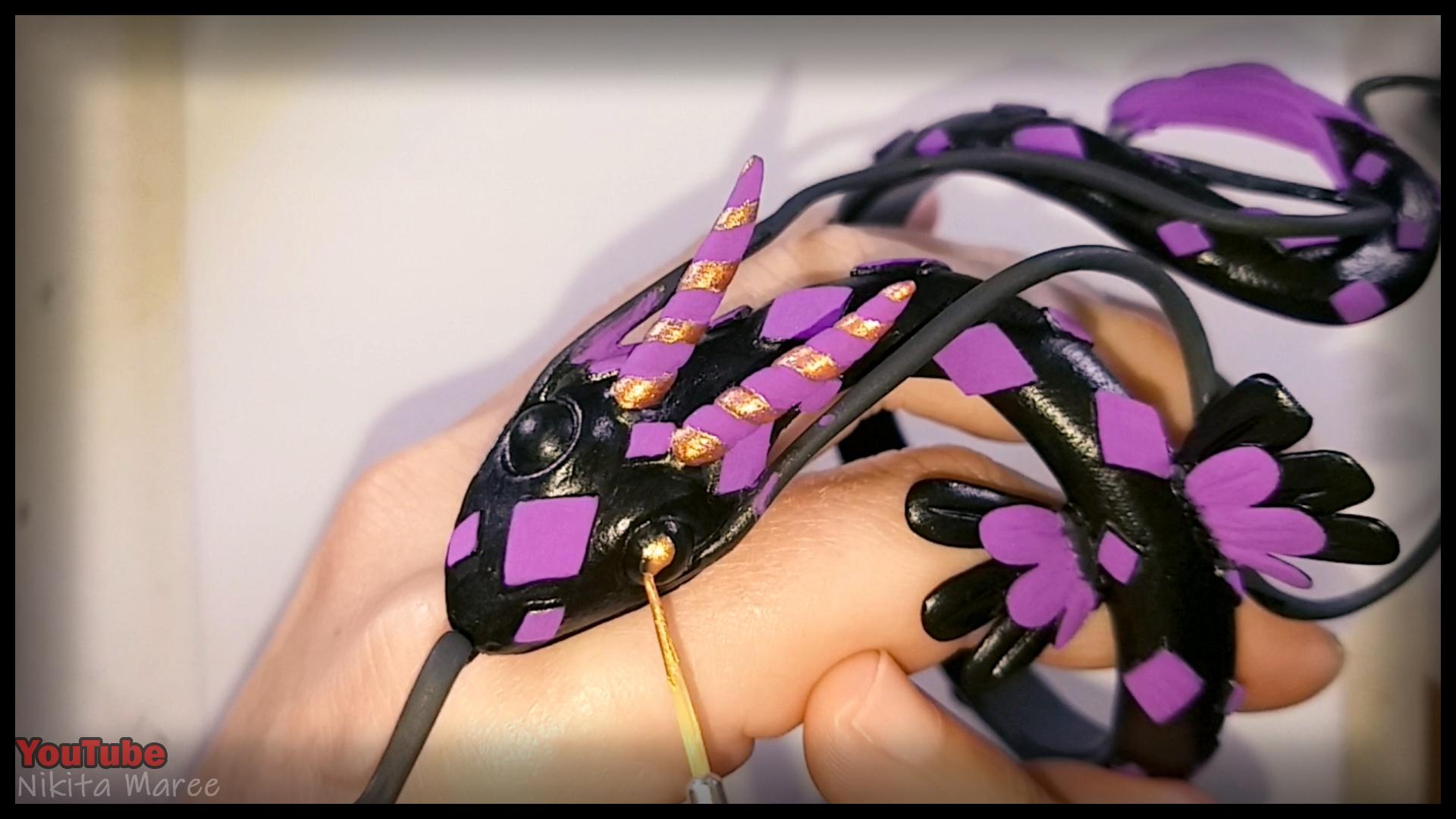 Polymer clay tutorial. How to sculpt a serpent bangle. Dragon sculpture. Step by step instructions (45).jpg