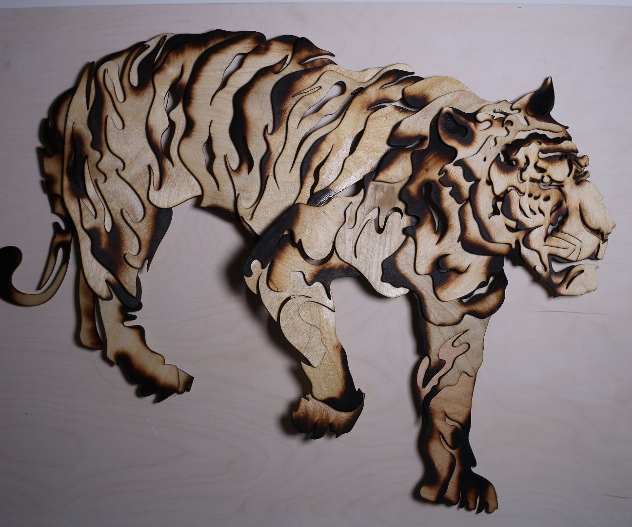 Tiger Sculpture From Scrap Wood