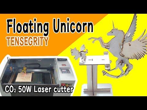 How to Make a floating unicorn. Tensegrity. CO2 50w Laser cutting machine. DIY Homemade Laser Cutter