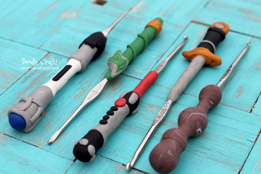 geeky crochet hooks oven bake clay sculpey fimo lord of the rings sonic screwdriver doctor who LOTR one ring lightsaber star wars excalibur merlin king arthur elder wand harry potter dumbledore geekery nerd (20).JPG