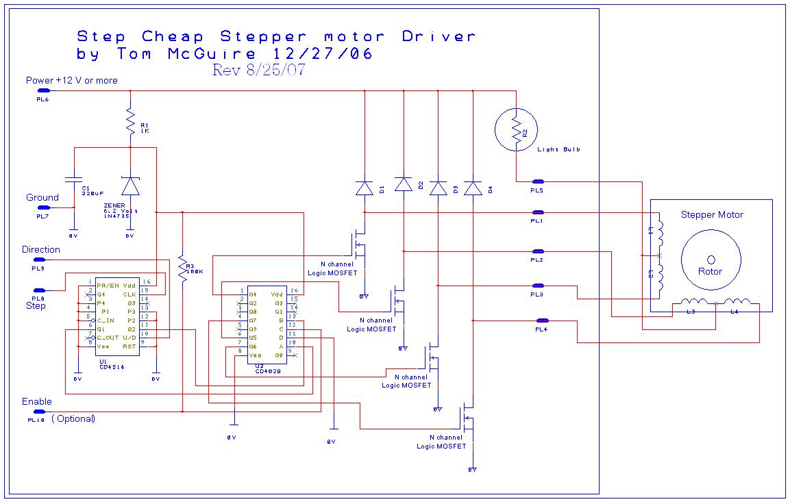 Easy to Build CNC Mill Stepper Motor and Driver Circuits