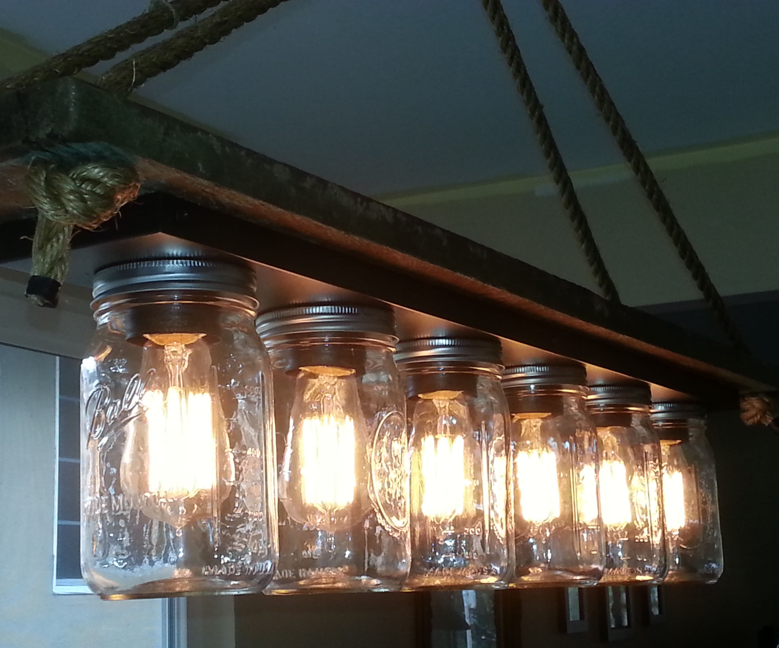 Mason Jar 6 Light Edison Hanging Lamp