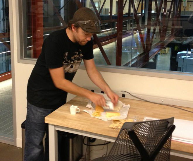 Makeshift RFID Badge Knife for Cutting Cheese