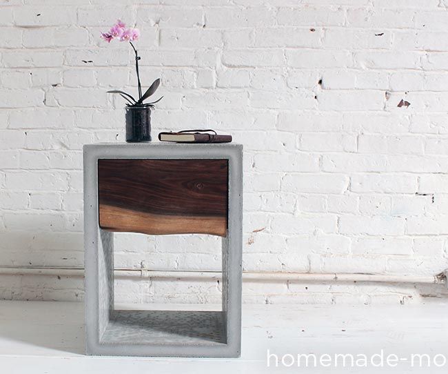 HomeMade Modern DIY Concrete Walnut Nightstand