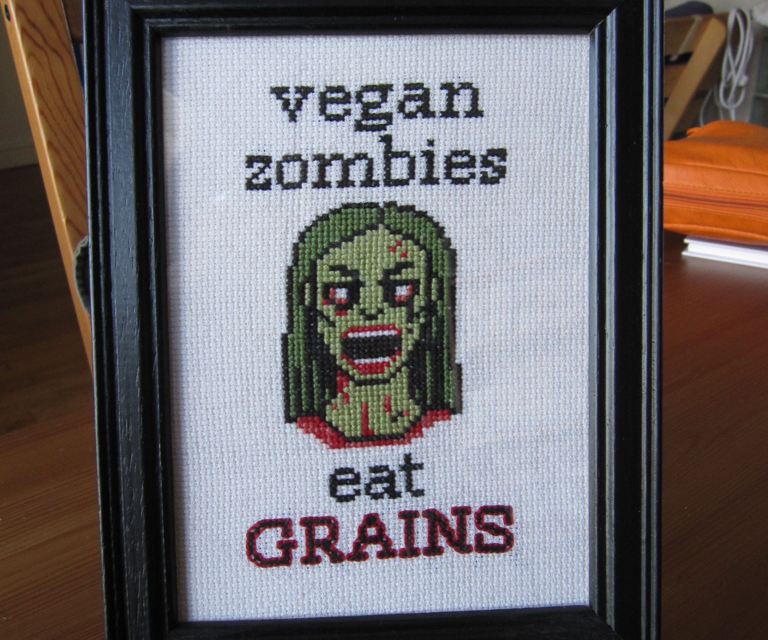 Vegan Zombie Cross Stitch