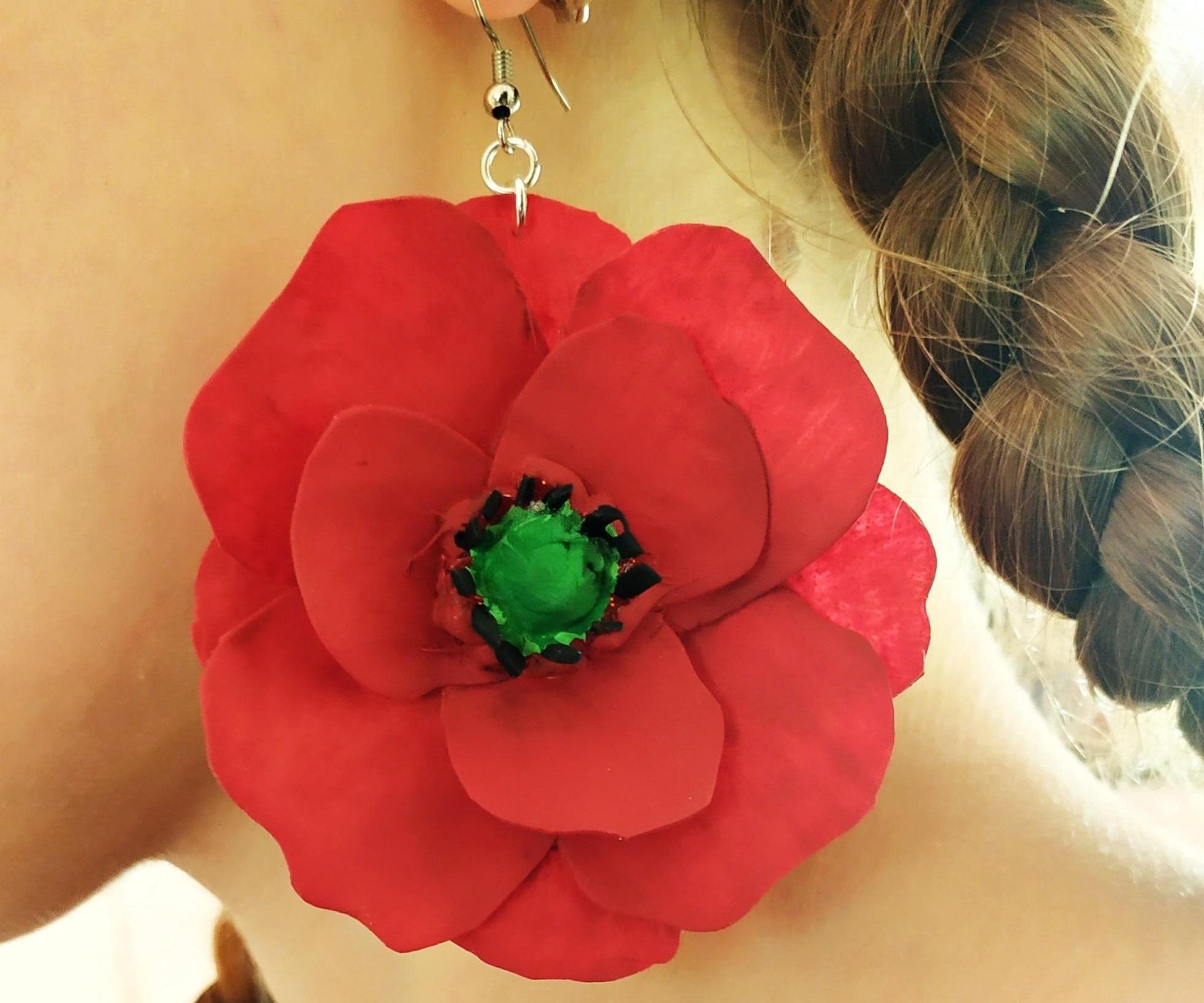 Hot Glue Poppy Earrings
