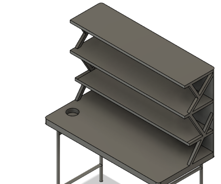 Desk With Shelves and Cup Holder 