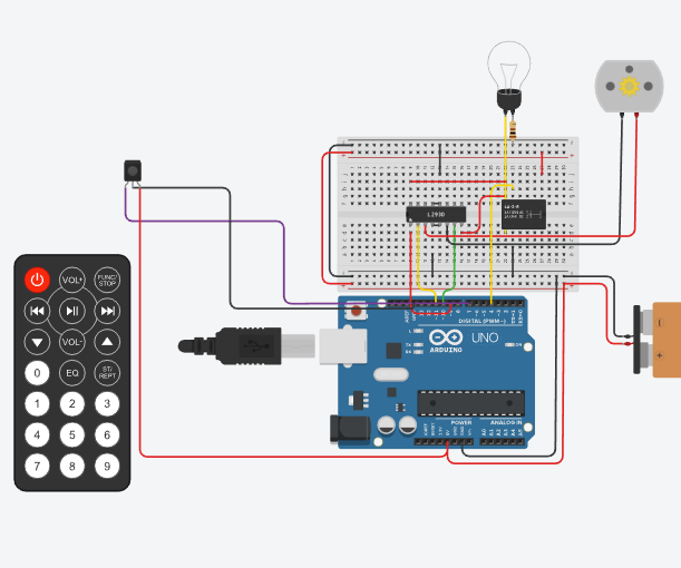 Creating Remote Controlled DC MOTOR and Bulb With IR Remote