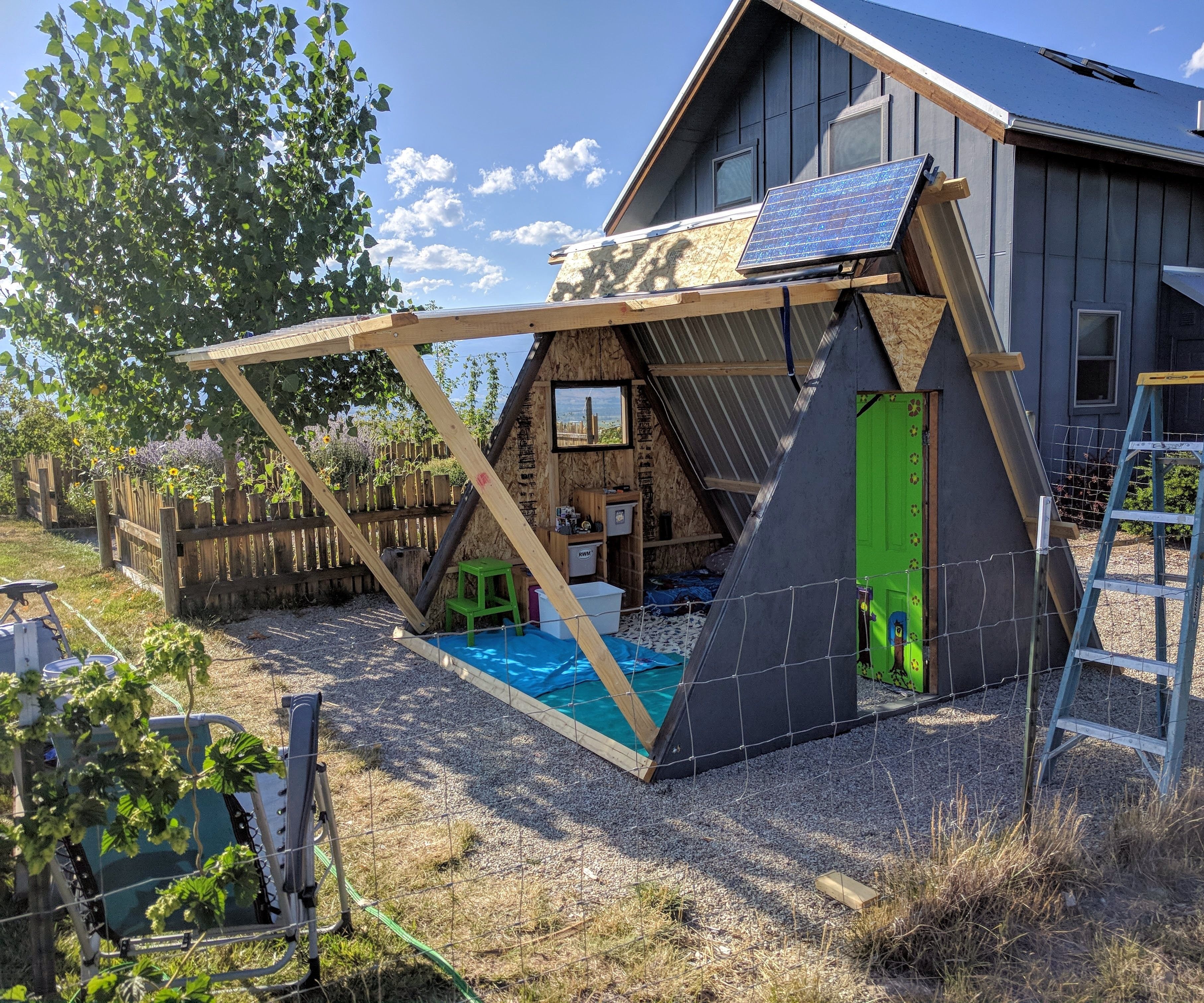 Convertible Backyard A-frame Fort From a Swing Set.