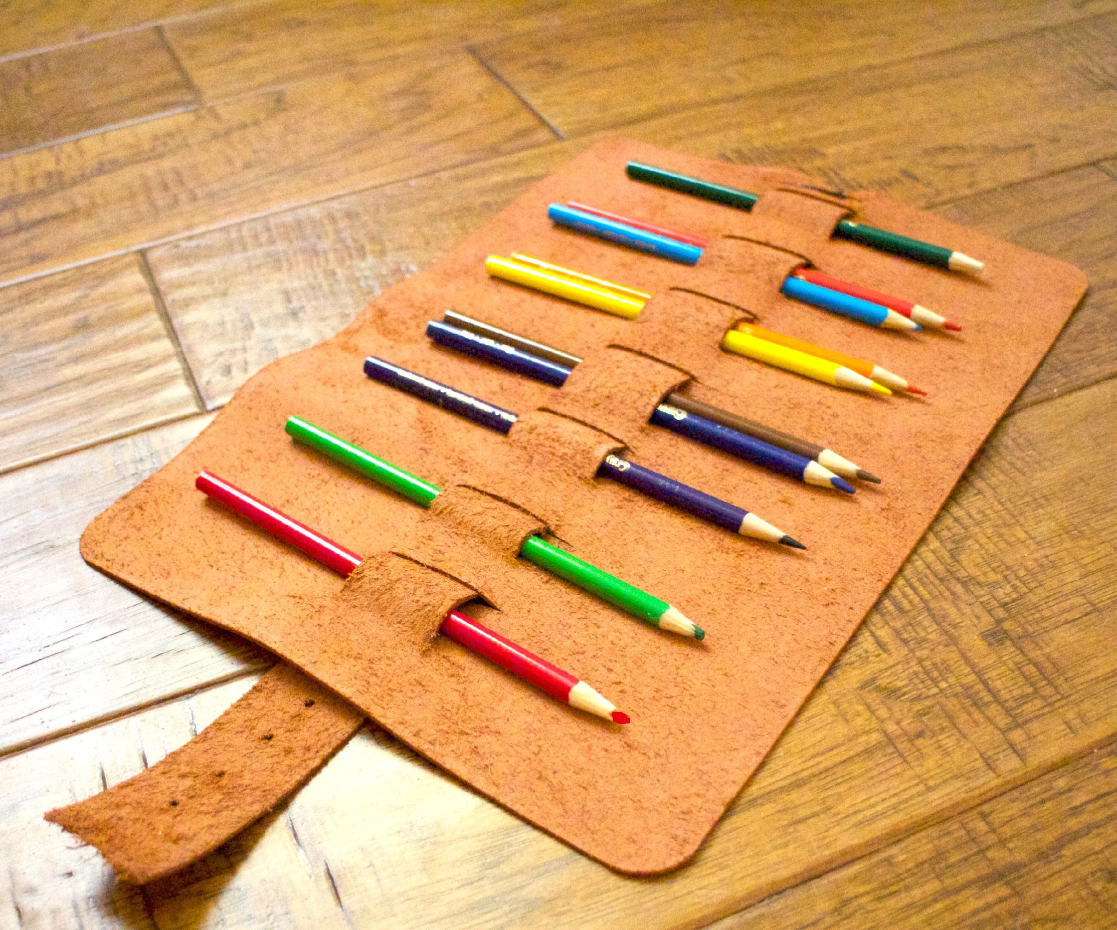 Roll Up Leather Pencil Case