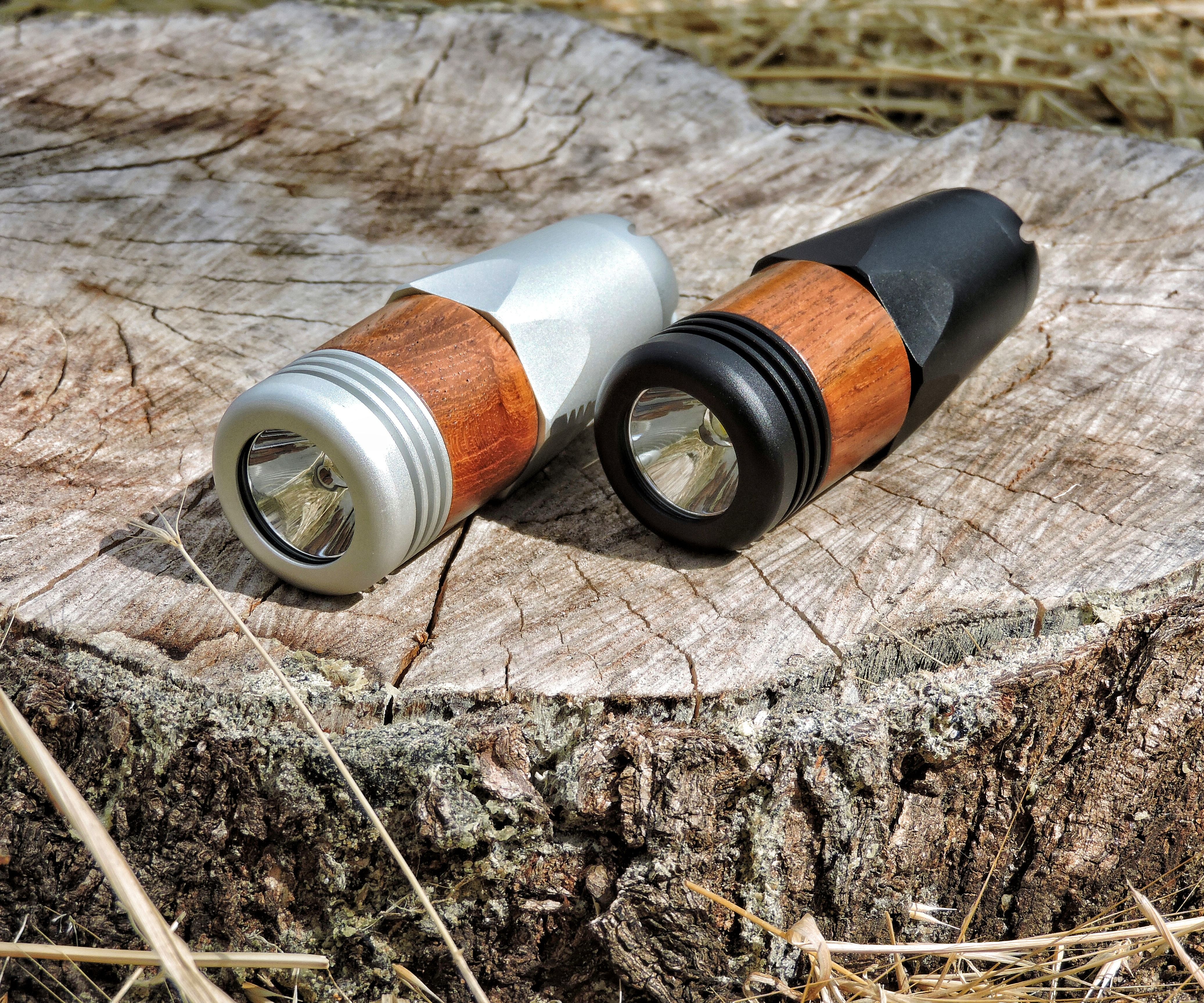 Durable Flashlight With Wooden Accent