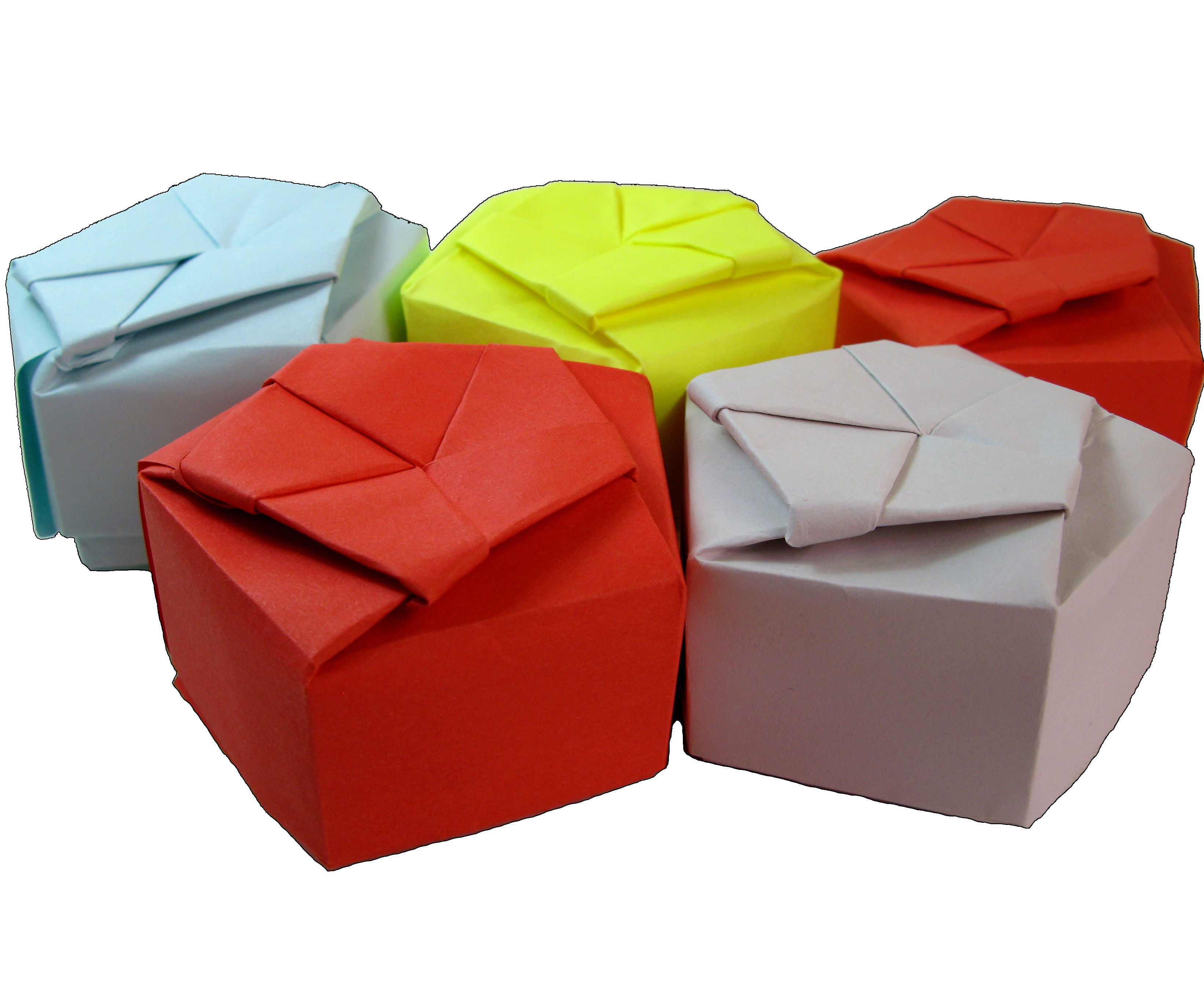 Paper Origami Pentagonal Gift Box 