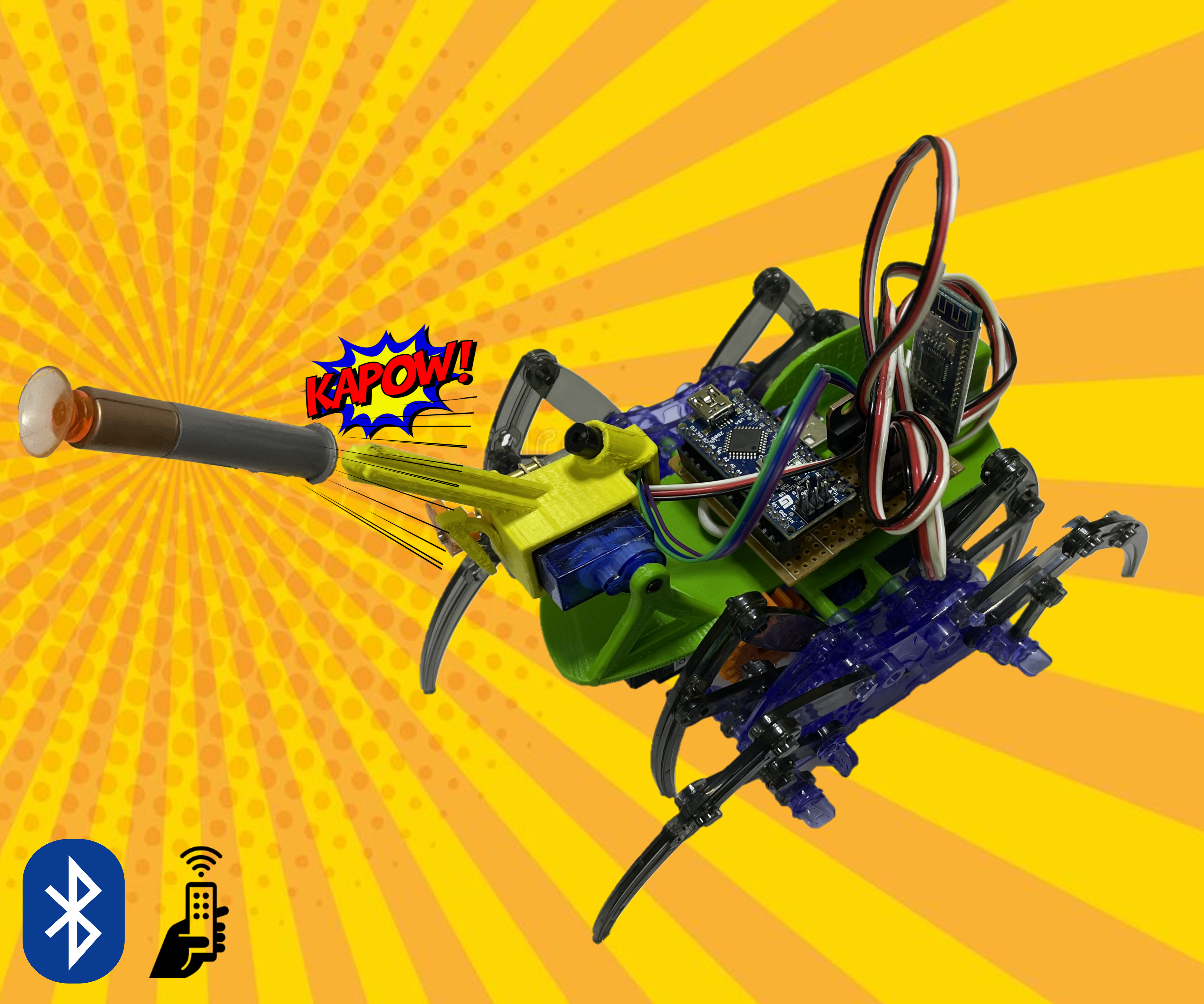 Bluetooth Controlled Spider Robot That Shoots!