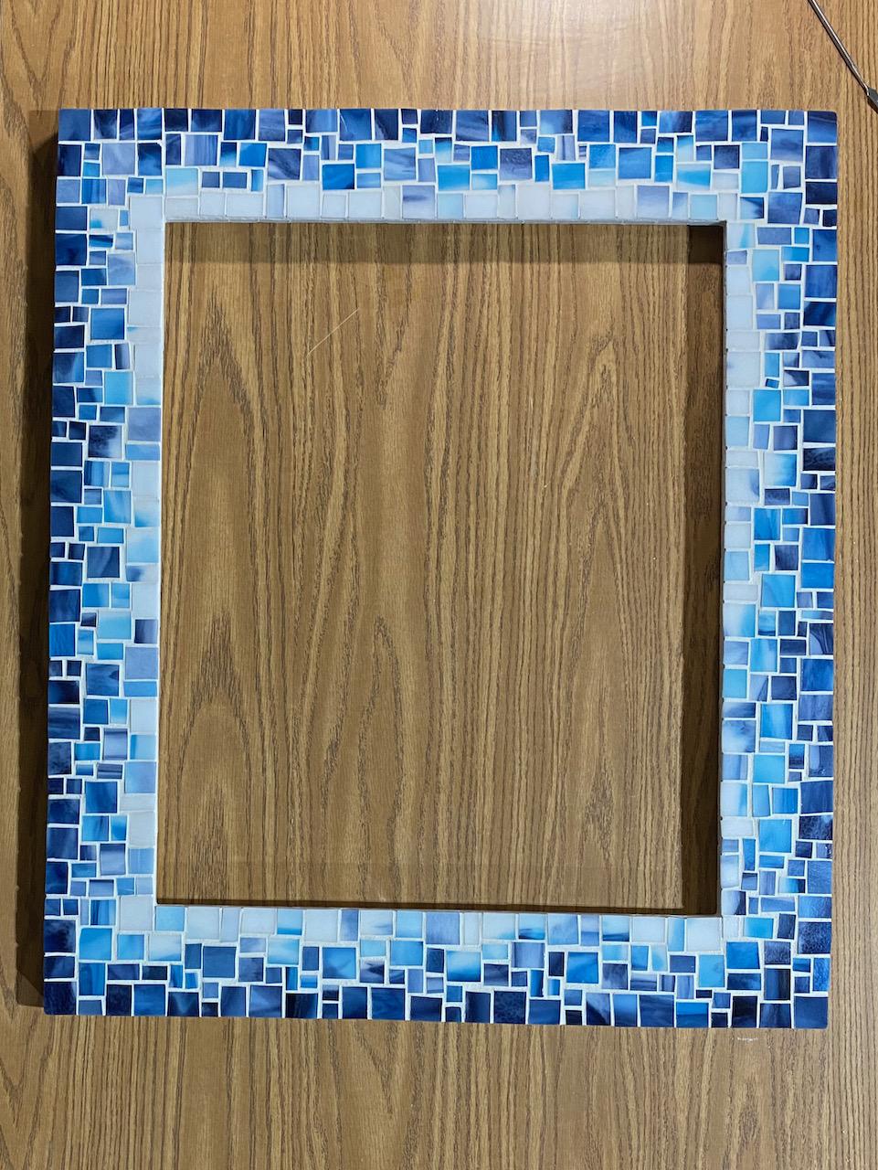 6 frame blue streaky tile thinset 8 mosaic mirror stained glass diy tutorial how to sharon warren.jpeg