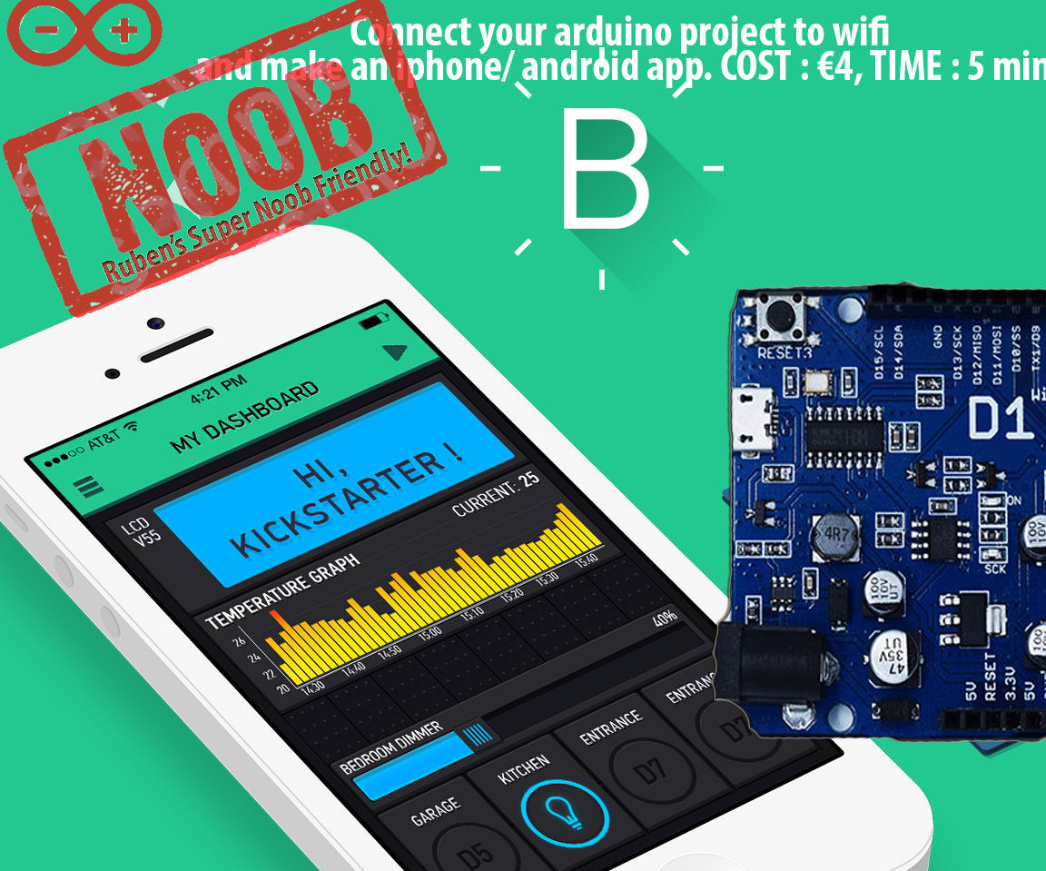 Control an Arduino Project Through a Customisable Android / Iphone App With Blynk and Wemos D1: THE 2016 SUPER NOOB FRIENDLY WAY