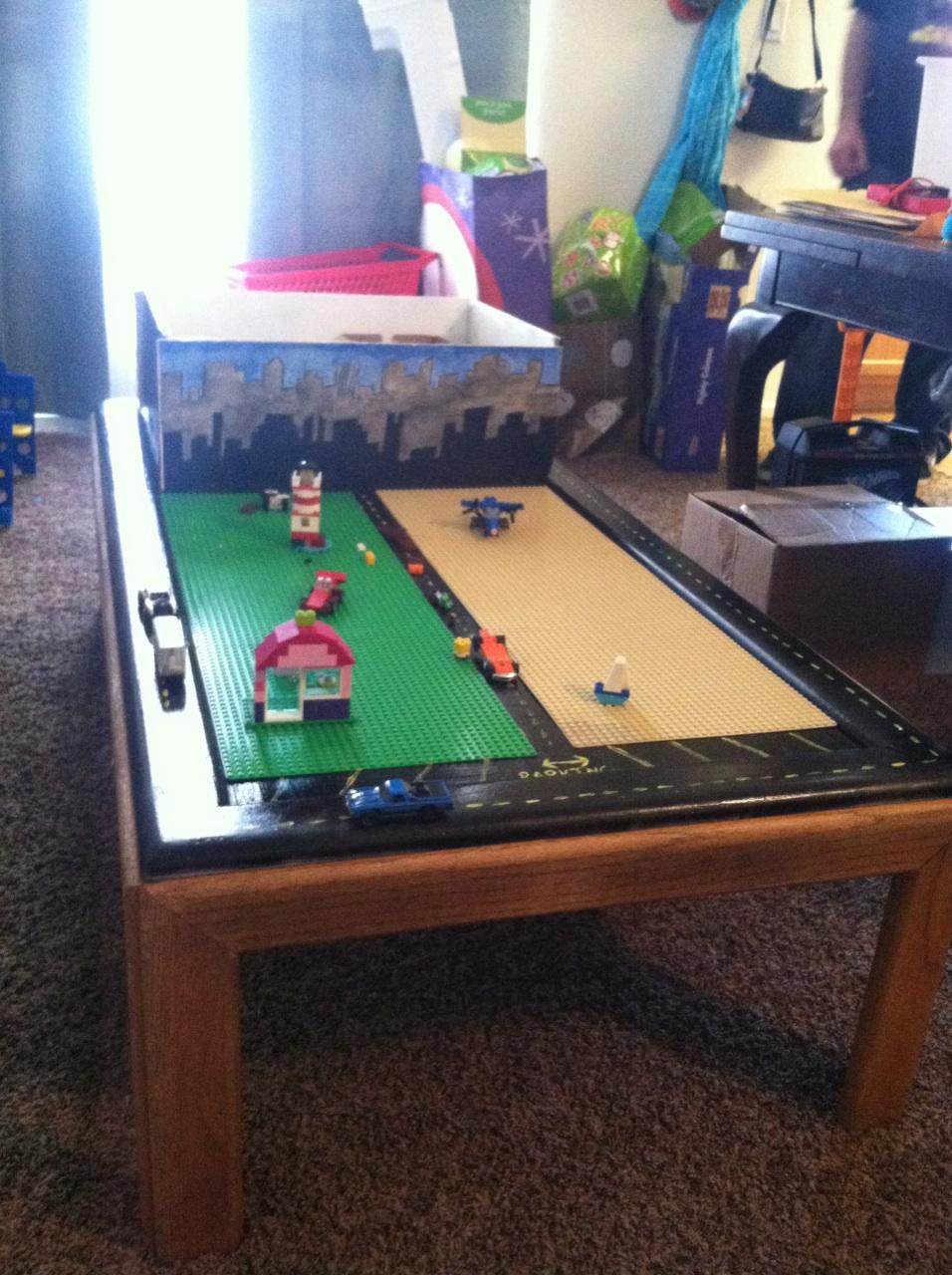 Lego Play Table With Storage From Old Coffee Table and Drawer. 