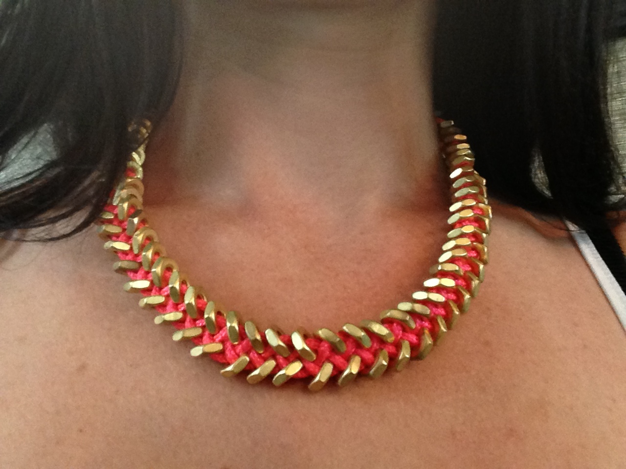 How to Make a Neon Pink and Gold Hex Nut Necklace