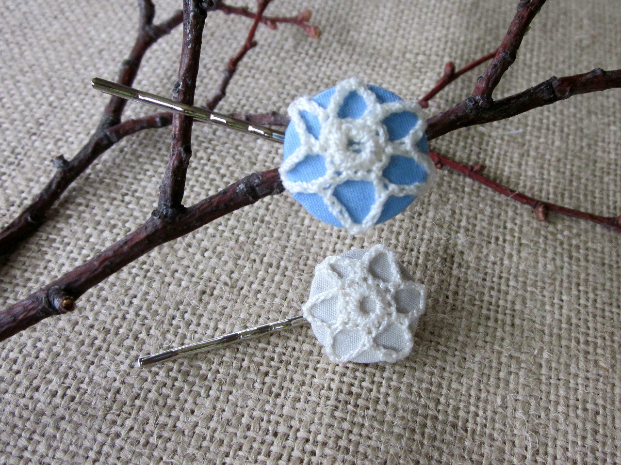 Bobby Pins From Fabric Button Brads