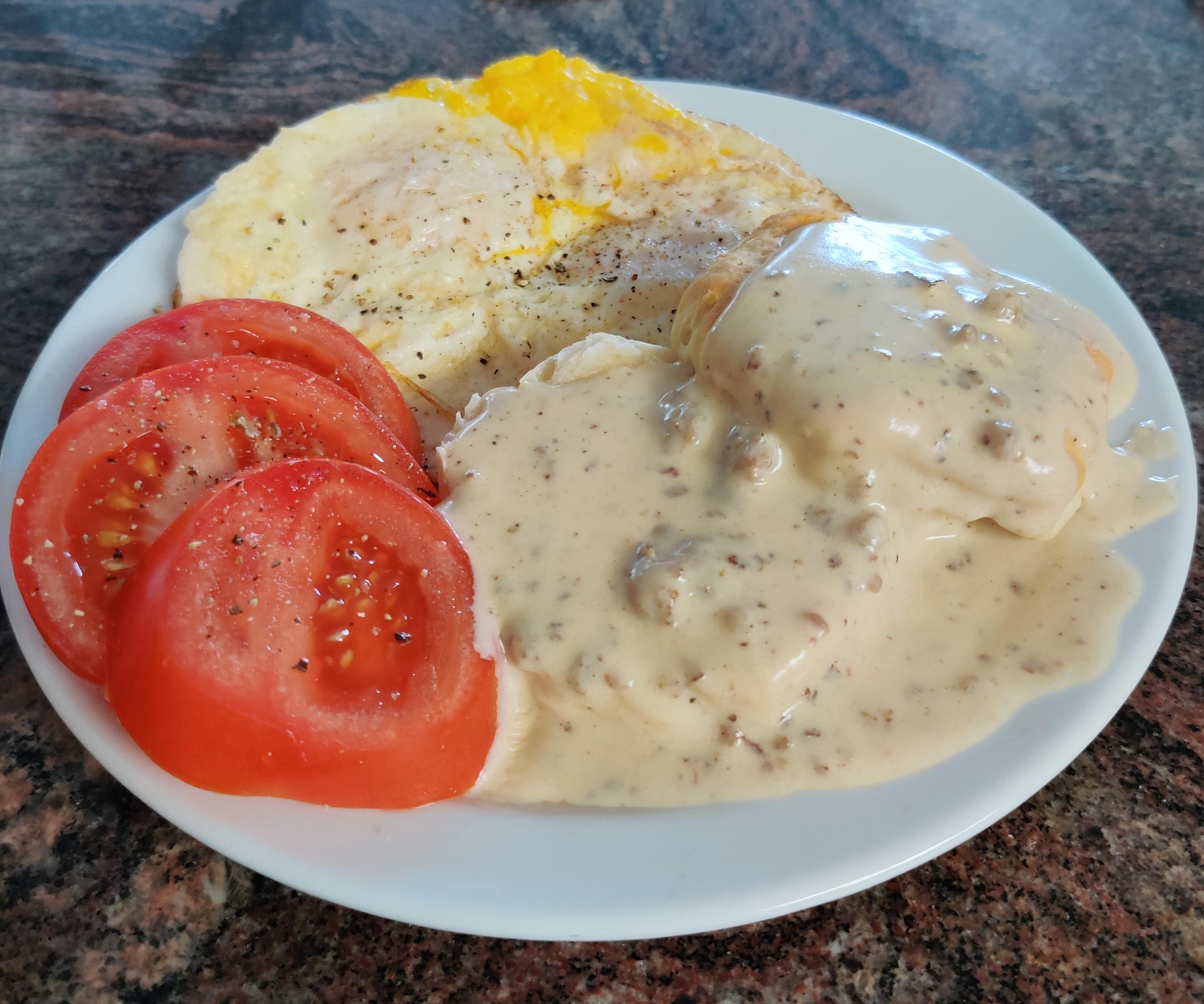 One Pot Sausage Gravy (with Biscuits)