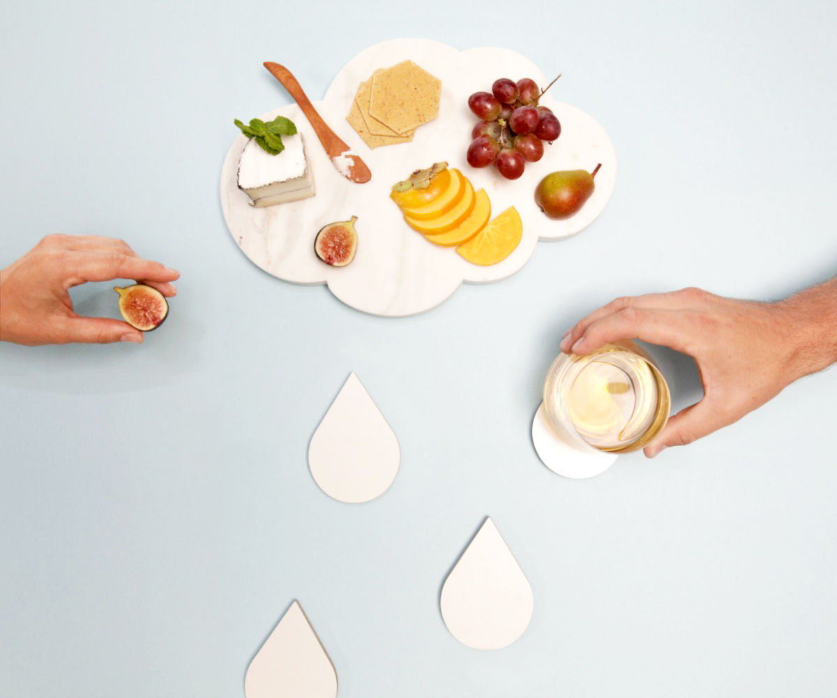 Marble Cloud Platter & Raindrop Coasters