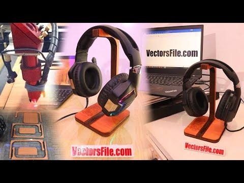 Laser Cut Wooden Headphone Stand Holder | CNC Laser Cutting Headphone Stand Template VectorsFile.com