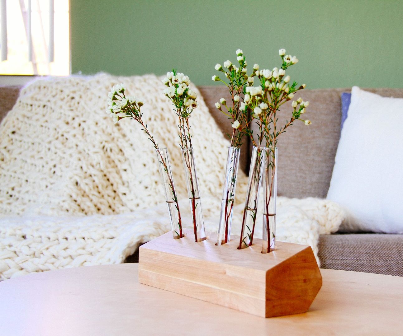 Wooden Test Tube Vase