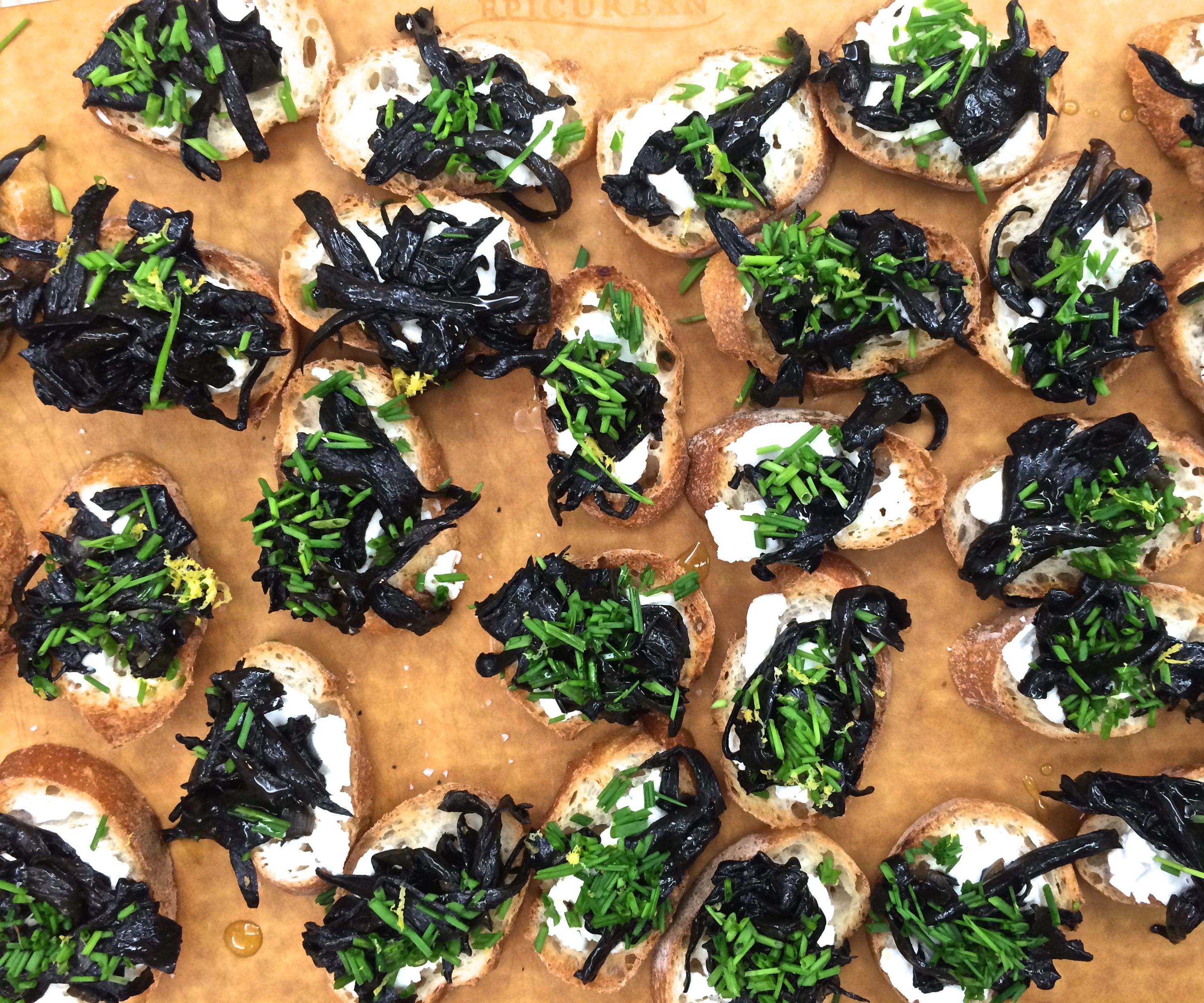 Wild Black Trumpet Mushroom and Goat Cheese Toasts