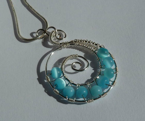 Swirled Wire Beaded Pendant