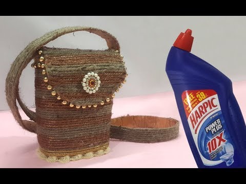 Best Out of Waste | Harpic Bottle फेकने से पहले यह वीडियो देंखे! Handmade Jute Bag | Rope Craft Idea