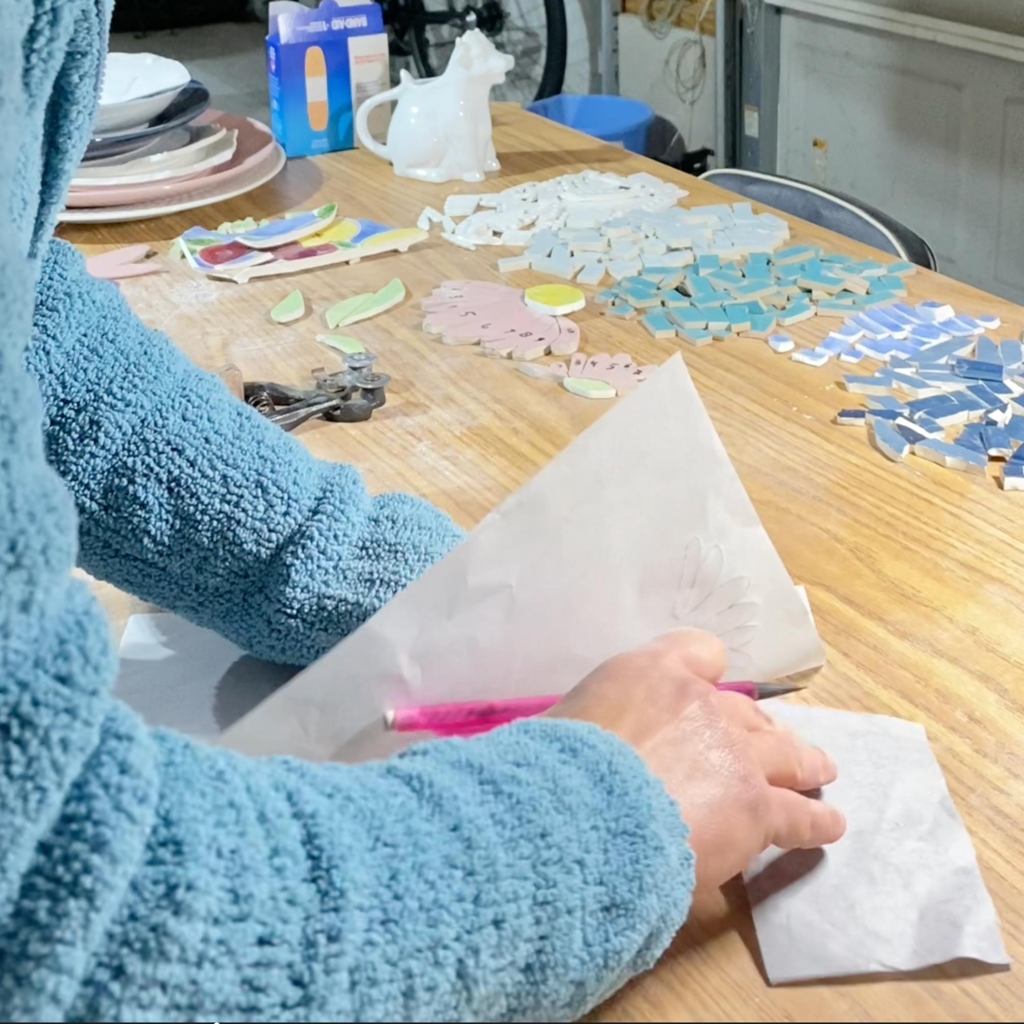 transfer pink flower how to broken dish mosaic flower diy coneflower tutorial how sharon warren glass.jpeg