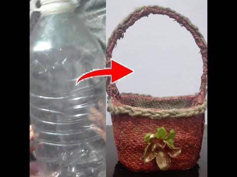 How To Make Jute Basket With Plastic Bottle-DIY Jute Craft-Beautiful Basket-Easy Basket-Bottle Craft