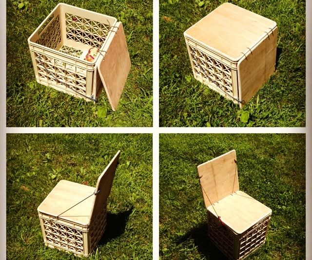 Milk Crate Chair for Camping or Vinyl Storage Upgrade