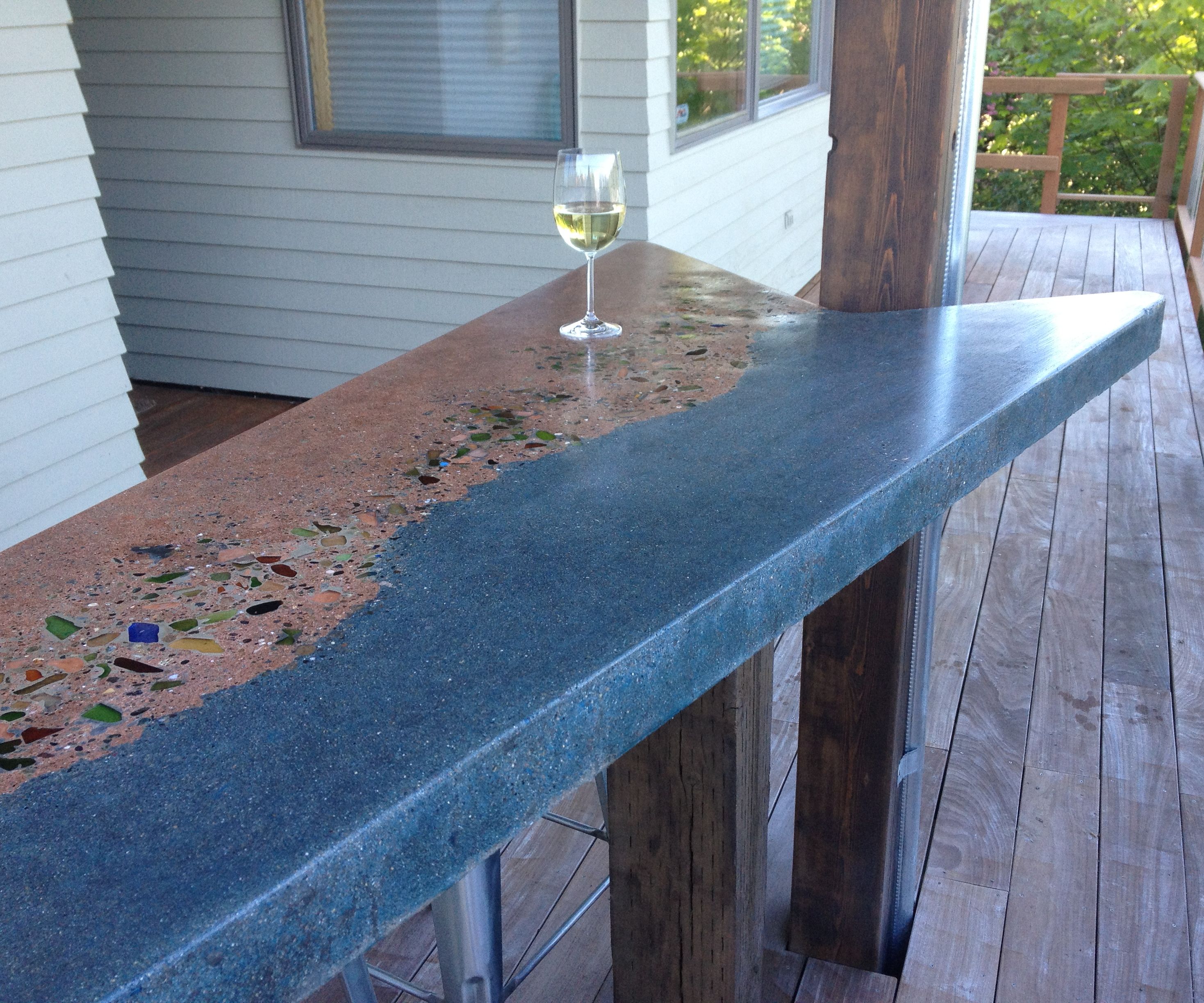 Concrete and Beach Glass Bar