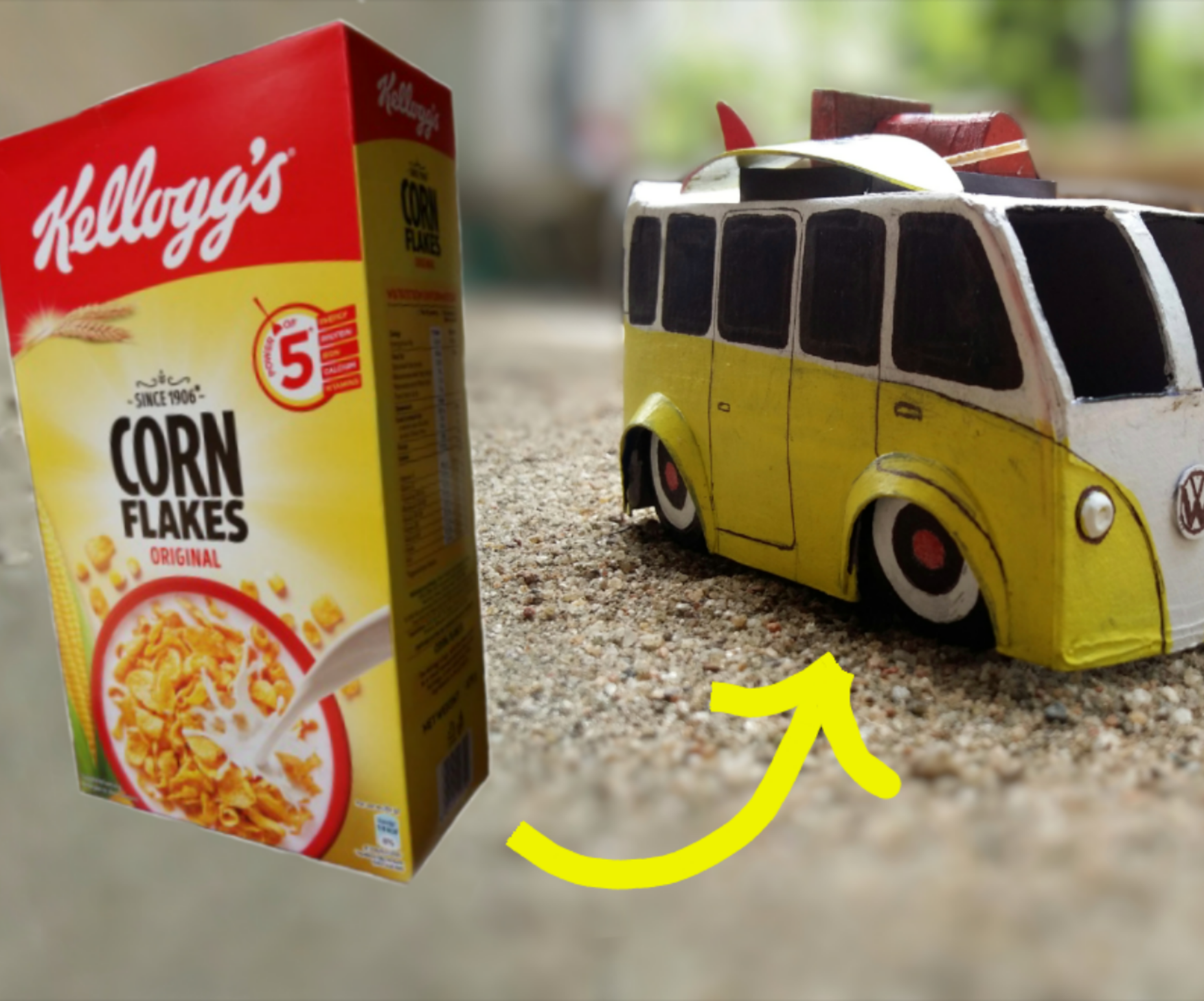 VW Mini Bus Model From Cardboard Box