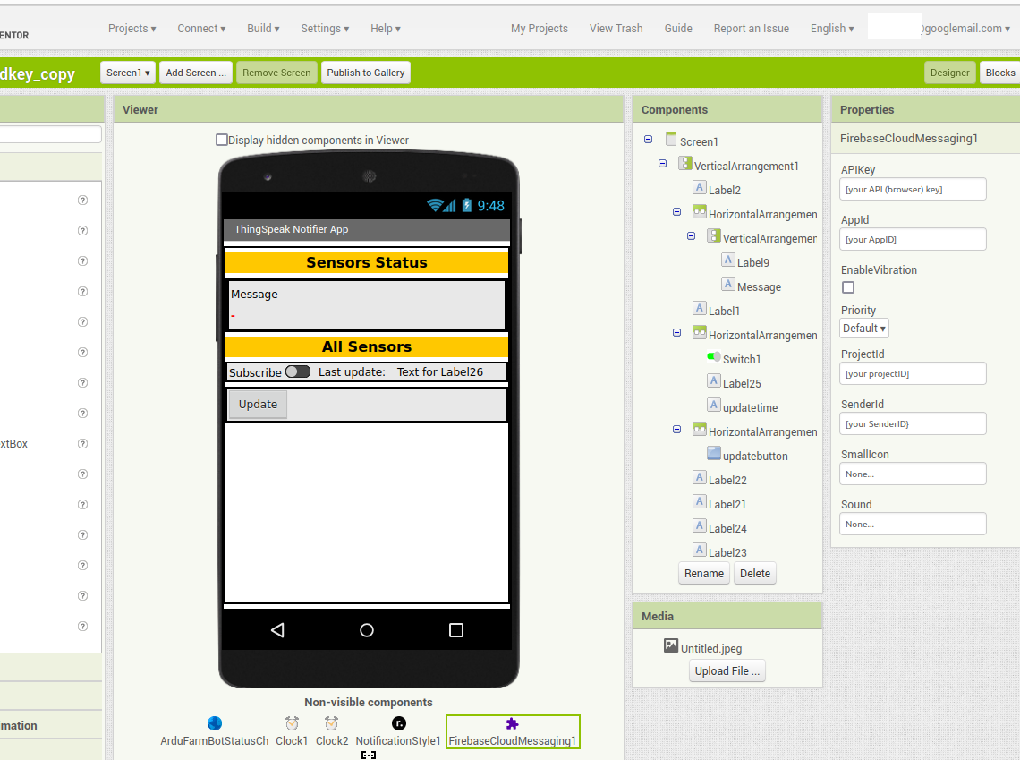Simple ThingSpeak Android App With Firebase Cloud Messaging