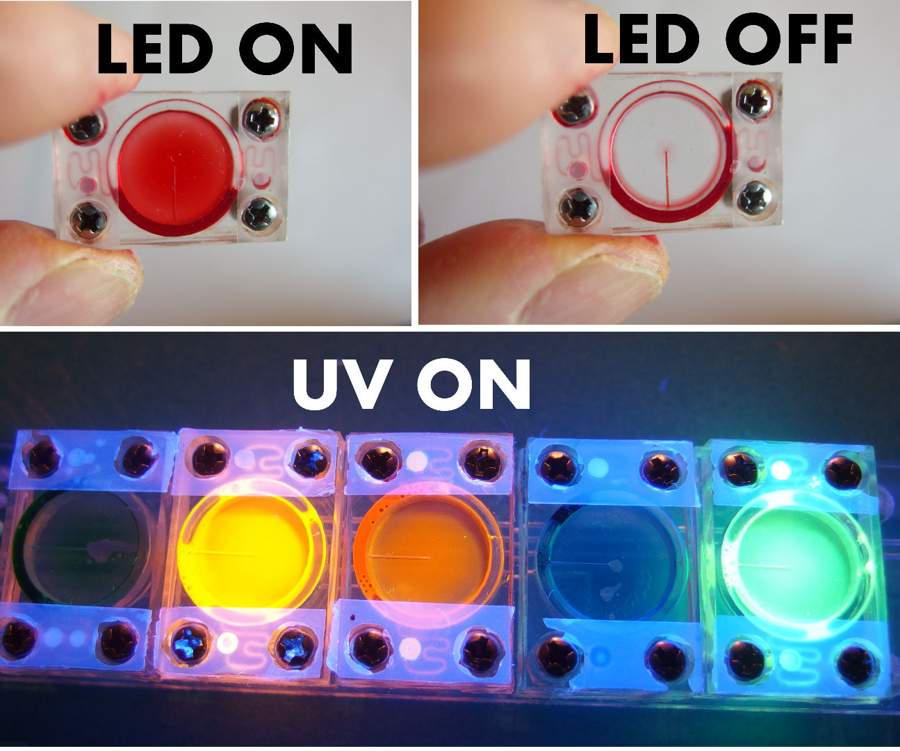 Vacuum Powered Fluidic Ink "LEDs" and Circuits