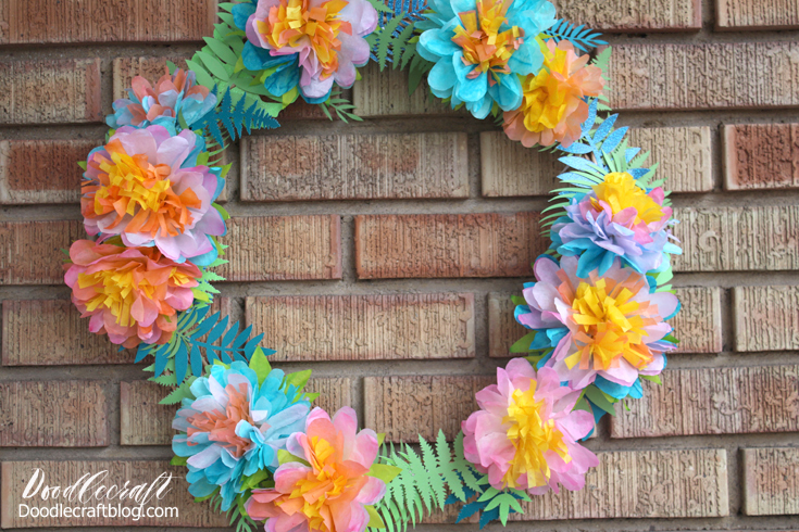 spring bouquet bright dyed coffee filter flower wreath papercrafting papercraft diy doodlecraft (15).JPG