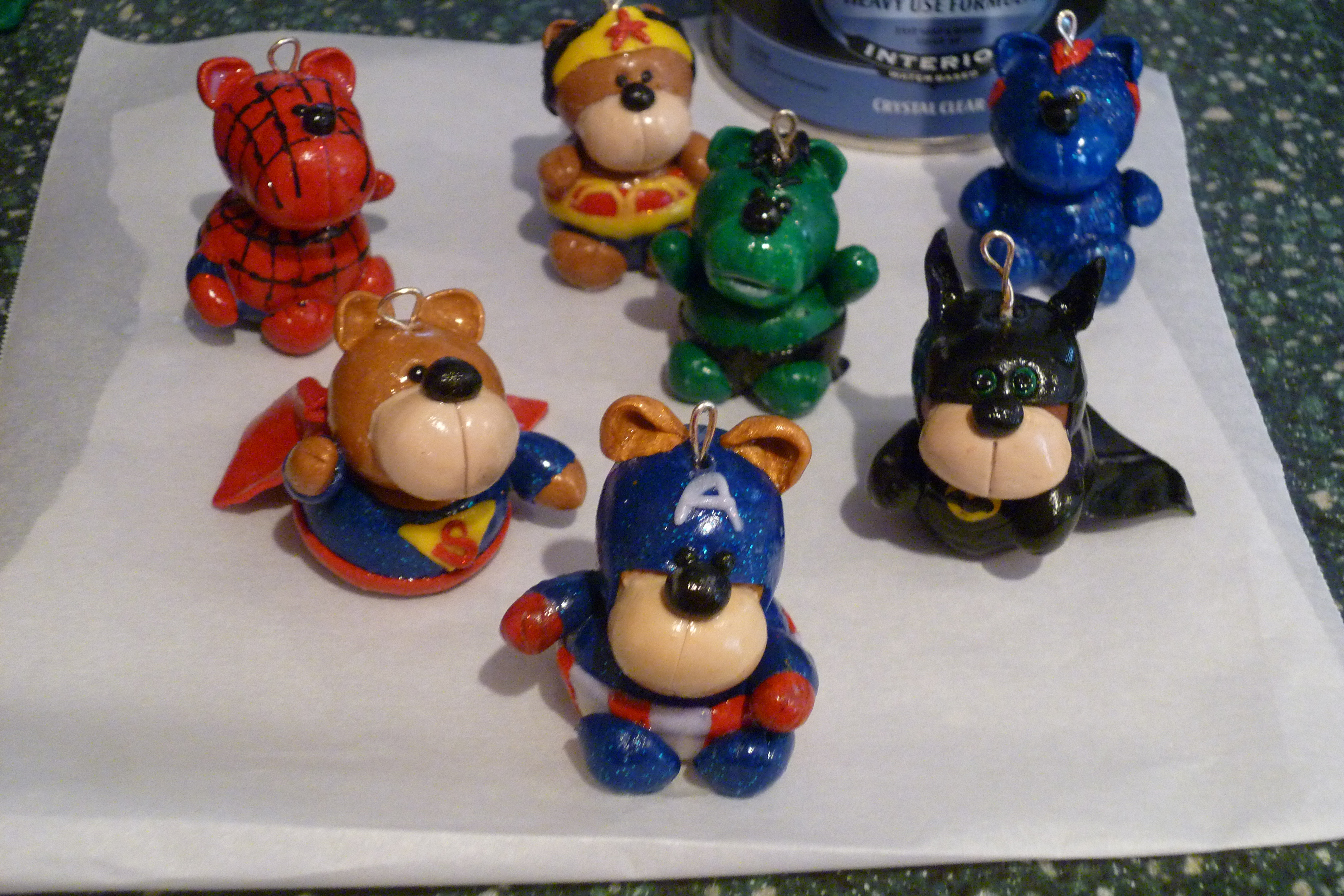 Polymer Clay Bear Ornaments