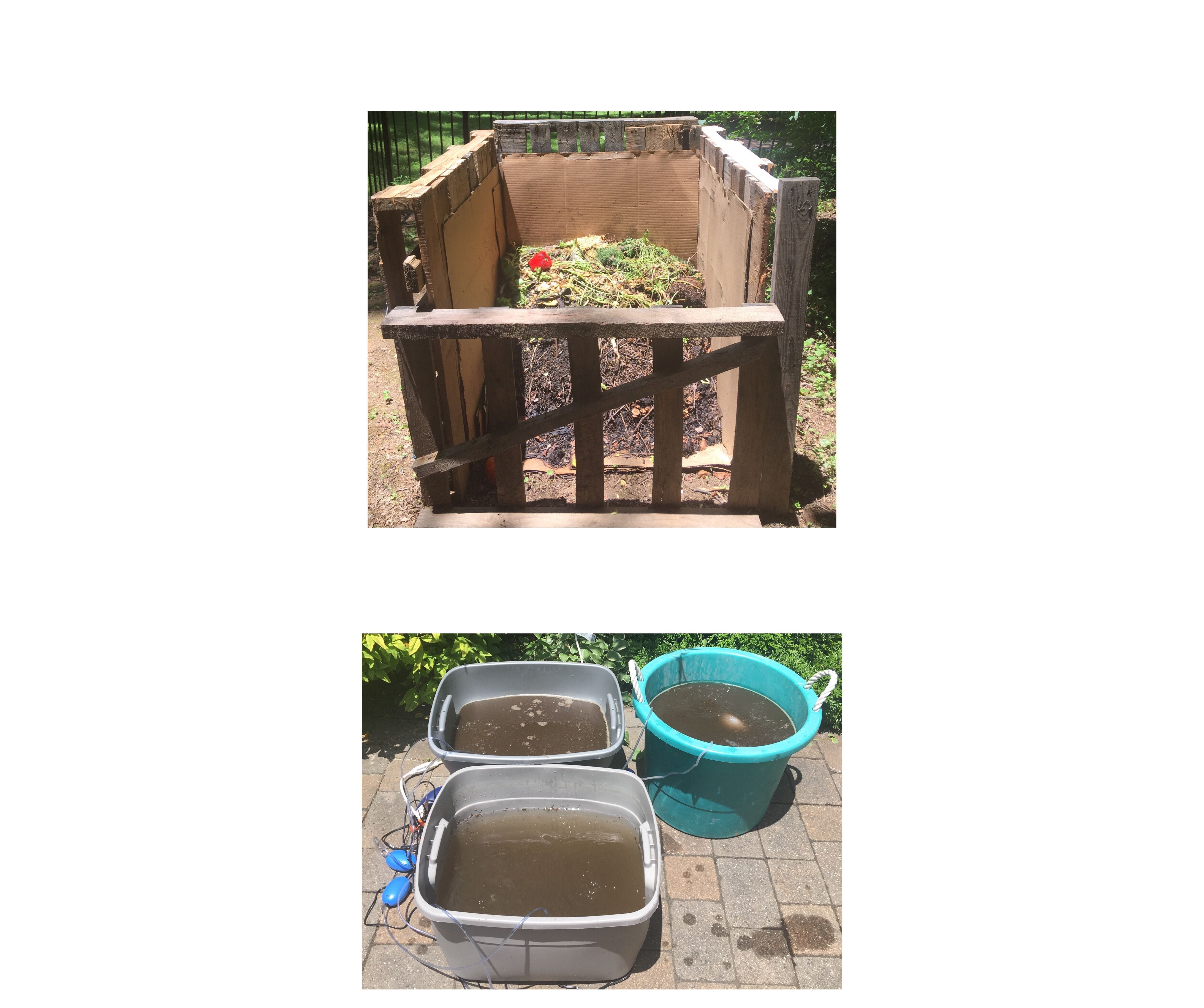Compost Tea Fertilizer Brewer and Pallet Compost Bin