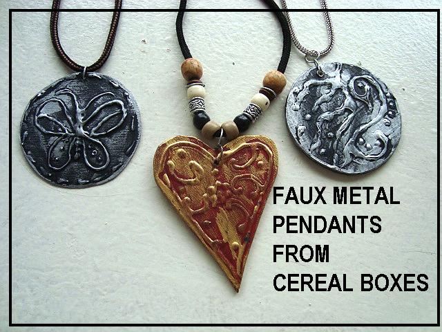 FAUX METAL PENDANTS, From Cereal Box Cardboard